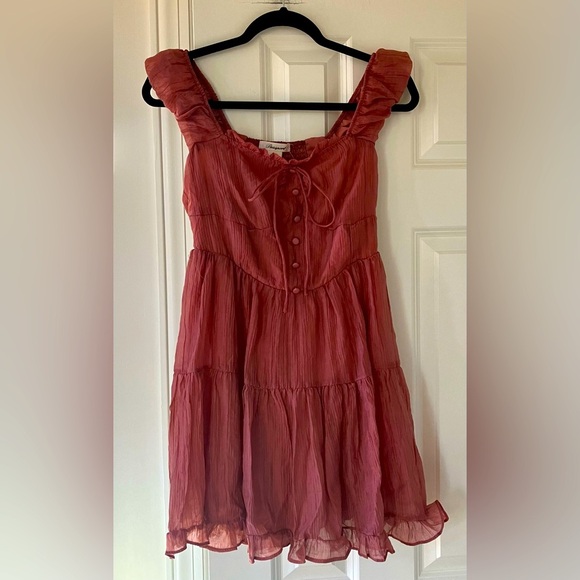 NWT Passport Pink Milkmaid Mini Ruffle Bottom Smock Bag Dress (Small) - Picture 1 of 6